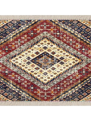 On the clouds Kilim Desenli Etnik Dijital Baskı Yıkanabilir Otantik Salon Halı ve Yolluk