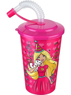 Cosiness Barbie Kapaklı Pipetli Bardak 400 ml
