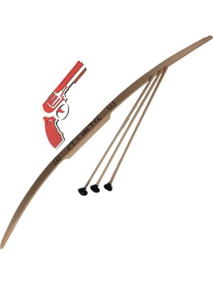 Ahtek Ahşap Oyuncak Seti Ok Yay Seti + Lastik Atan Oyuncak Tabanca
