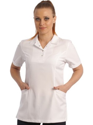 Emel Tekstil Beyaz Hemşire Kadın Kuplu Lacos Üst Alpaka Uniforma