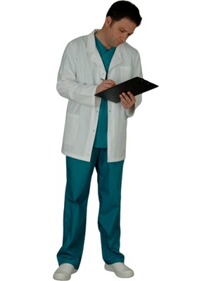 Emel Tekstil Doktor Erkek Yaka Beyaz Önlük Uzun Kol Standart Boy Unifroma