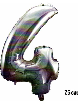 As Balon 75  cm 4 Rakam Folyo Balon Gümüş