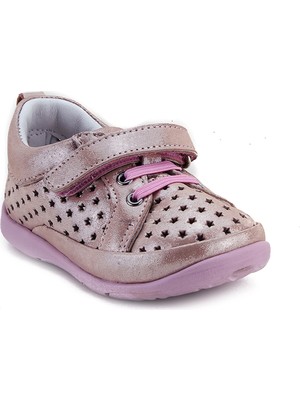 Minipicco Unisex Bebek Pudra Deri İlk Adım Ayakkabı