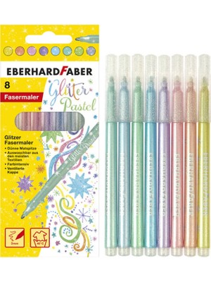 Eberhard Faber Glitter Pastel Simli Keçeli Boya Kalemi Seti 8 Renk