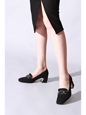 Rovigo Plus Siyah Suet Kadın Klasik Günlük Ayakkabı