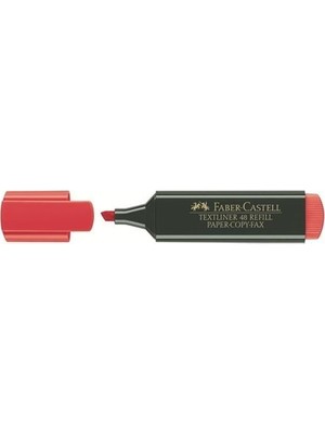 Faber-Castell Fosforlu Kalem 1 Adet Kırmızı Geniş Uçlu Çıkarılabilir Kapaklı Ofis ve Okul