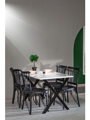Sandalie Maxima Beyaz / Violet Mutfak Masa Takımı - Siyah