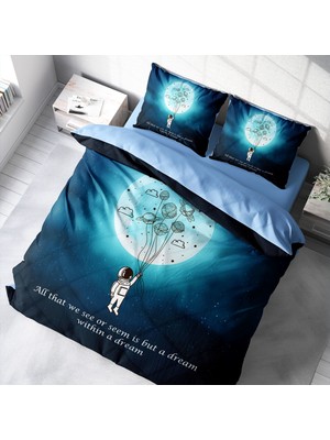 MonoHome Gece Mottom 3D Pamuk Saten Çift Kişilik Nevresim Takımı