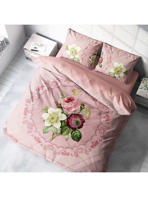 Monohome Damask Rose 3D Pamuk Saten Çift Kişilik Nevresim Takımı