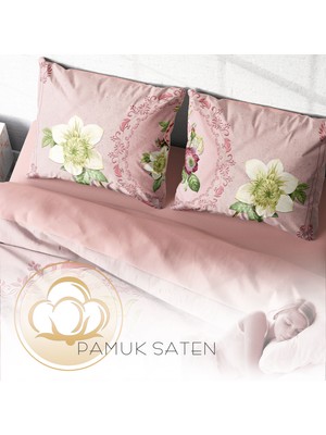 Monohome Damask Rose 3D Pamuk Saten Çift Kişilik Nevresim Takımı