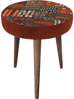 Arasta Life Style  Ece Kilim Tarçın Yuvarlak Puf Tabure