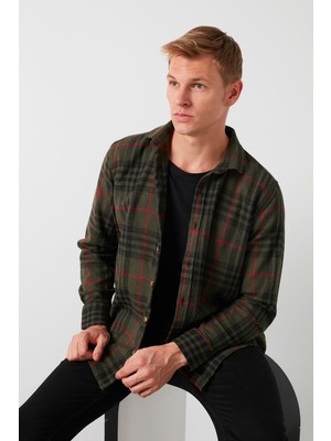 Buratti Ekoseli Uzun Kollu Slim Fit Kışlık Gömlek Erkek GÖMLEK CF21W112844