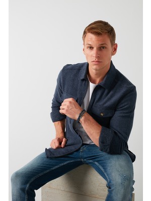 Buratti Çift Cepli Fermuarlı Slim Fit Kışlık Gömlek Erkek GÖMLEK CF21W112925