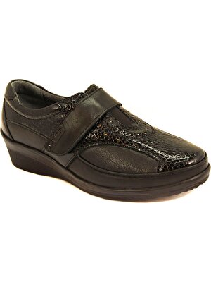 Forelli 26213 Kadın Siyah Deri Kemik Çıkıntısına Özel Comfort Ayakkabı