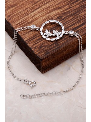 Sümer Telkari Kelebek Baget Taşlı Gümüş Bileklik 3386