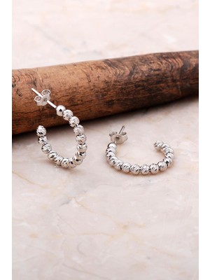 Sümer Telkari Dorika Rodyumlu 925 Ayar Gümüş 19 Mm Halka Küpe 5034