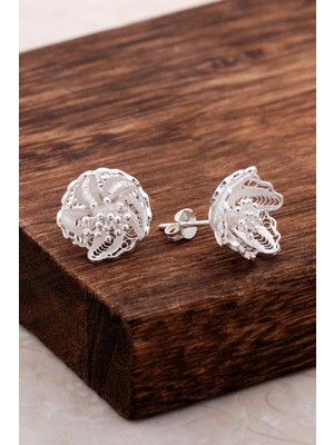 Sümer Telkari Telkari Işlemeli Gümüş Çiçekli Küpe 5000