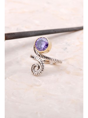 Sümer Telkari Ametist Tasarım Elişi Gümüş Yüzük 3013