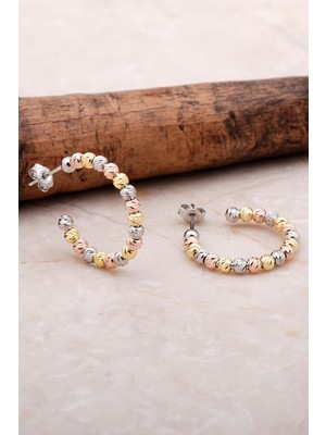 Sümer Telkari Dorika Rose Altın Yaldızlı 925 Ayar Gümüş 21 Mm Halka Küpe 5027