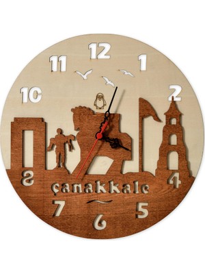 Mumu Dekoratif Ahşap Duvar Saati Çanakkale Truva Tasarım
