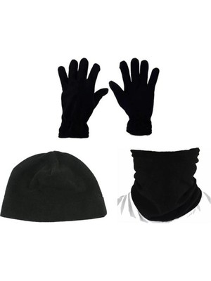 Istikamet Siyah Polar Bere Boyunluk Eldiven 3 Lü