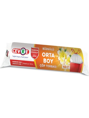 Çevre Büzgülü Çöp Torbası Vanilya Kokulu Orta Boy 10'lu 55 x 60 cm