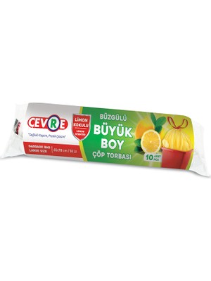 Çevre Büzgülü Çöp Torbası Limon Kokulu Büyük Boy 10'lu 65 x 70 cm