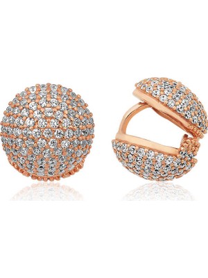 Gumush  Gümüş Çift Taraflı Taşlı Bayan Küpe