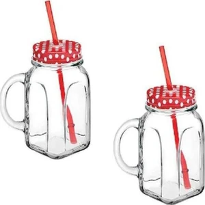 Homemade Pipetli Limonata Bardağı Kırmızı 450 cc 12 Adet