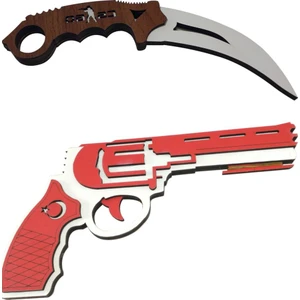 Ahşap Lastik Atan Oyuncak Tabanca +  Bıçak Seti