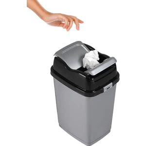 Emr Dünya Plastik Easy Kilitli 18 lt Çöp Kovası Gri Siyah