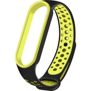 Case 4U Xiaomi Mi Band 6 / Mi Band 5 Akıllı Bileklik Silikon Kayış Spor Kordon Delikli Siyah Yeşil