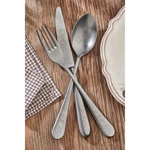 - Epsilon Serisi - Retro - Çiçek Desenli - 42 Parça Çatal Kaşık Bıçak Takımı