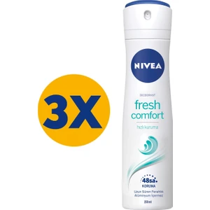 NIVEA Fresh Comfort Kadın Sprey Deodorant 150 ml x3 Adet,48 Saat Koruma,Hızlı Kuruma