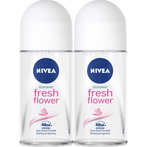 NIVEA Kadın Roll On Deodorant Fresh Flower 48 Saat Koruma 50 ml x2 Adet ,Taze Çiçek Kokusu