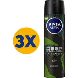 Nıvea Erkek Sprey Deodorant Amazonia 150 ml 3'lü