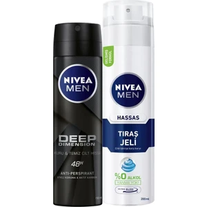 Deep Dimension Erkek Deosprey 150ml+TIRAŞ Jeli Hassas Ciltler Için 200 ml