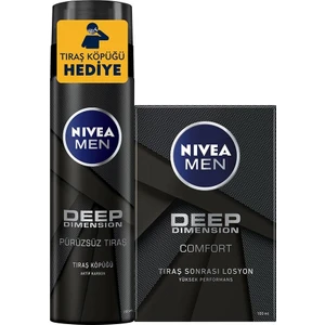 NIVEA MEN Erkek Deep Dimension Tıraş Seti, Tıraş Köpüğü 200ml ve Tıraş Sonrası Losyon 100ml, Kaygan Tıraş