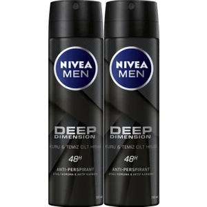 NIVEA Men Deep Dimension Sprey Deodorant Erkek 150 ml x2 Adet,48 Saat Anti-perspirant Koruma