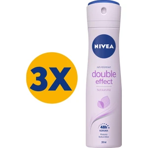 NIVEA Kadın Sprey Deodorant Double Effect 48 Saat Anti-perspirant Koruma 150 ml x3 Adet,Pürüzsüz Koltuk Altı