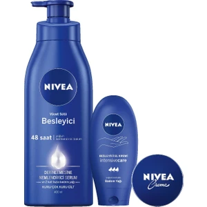 Besleyici Vücut Sütü 400 ml + Nivea Besleyici ve Derinlemesine Bakım El Kremi 75 ml + Nivea Krem 30 ml