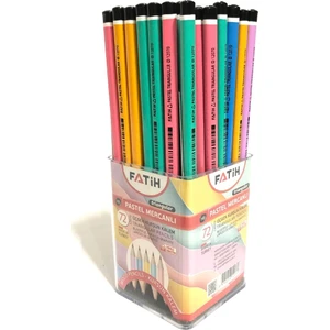 Üçgen Mercanlı Pastel Renkli Kurşun Kalem 72'li
