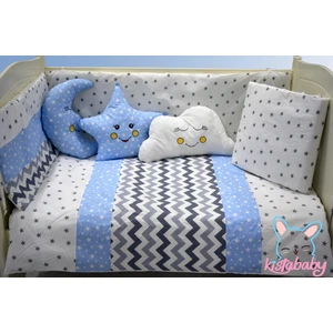 Kista Baby Bebek Uyku Seti Nevresim Takımı 60x120 Zig Zag Mavi