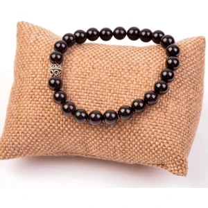 Taş Sandığı Siyah Turmalin Taşı Bileklik - 8 mm Gümüş Aparatlı