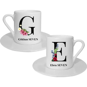 Hediye Rengi Isme Özel 2'li Fincan Seti-Harf