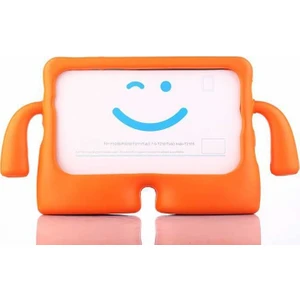 Apple iPad Mini 3 Kılıf Emoji Standlı Silikon Tablet Kılıfı + Dokunmatik Kalem Turuncu