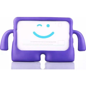 Samsung Galaxy Tab E T560/T562 9.6 Kılıf Emoji Standlı Silikon Tablet Kılıfı + Dokunmatik Kalem Mor