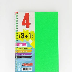4 Kareli + 2 Çizgili Ayraçlı Defter 180 Yaprak Kırmızı