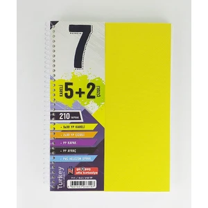 5 Kareli + 2 Çizgili Ayraçlı Defter 210 Yaprak Sarı