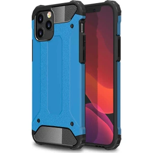 Case 4U Apple iPhone 12 Pro Kılıf Military Armor Çift Katmanlı Crash Silikon Kılıf Mavi